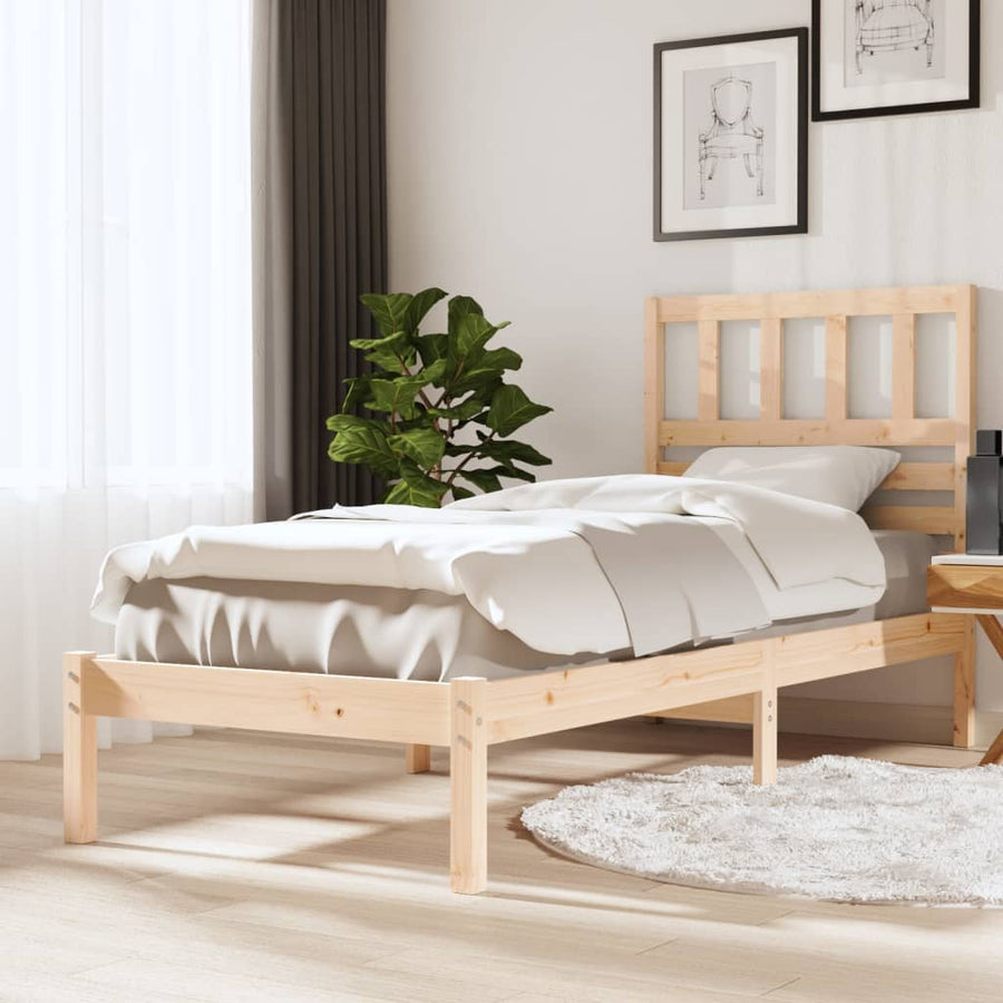Bedframe massief grenenhout 75x190 cm 75 x 190 cm Naturel