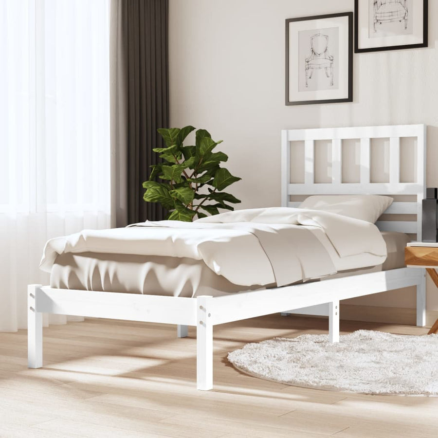 Bedframe Massief Grenenhout Small Single 75 x 190 cm Wit