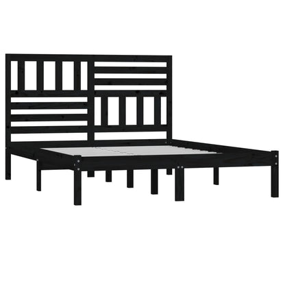 Bedframe massief grenenhout zwart 140x190 cm 140 x 190 cm Zwart