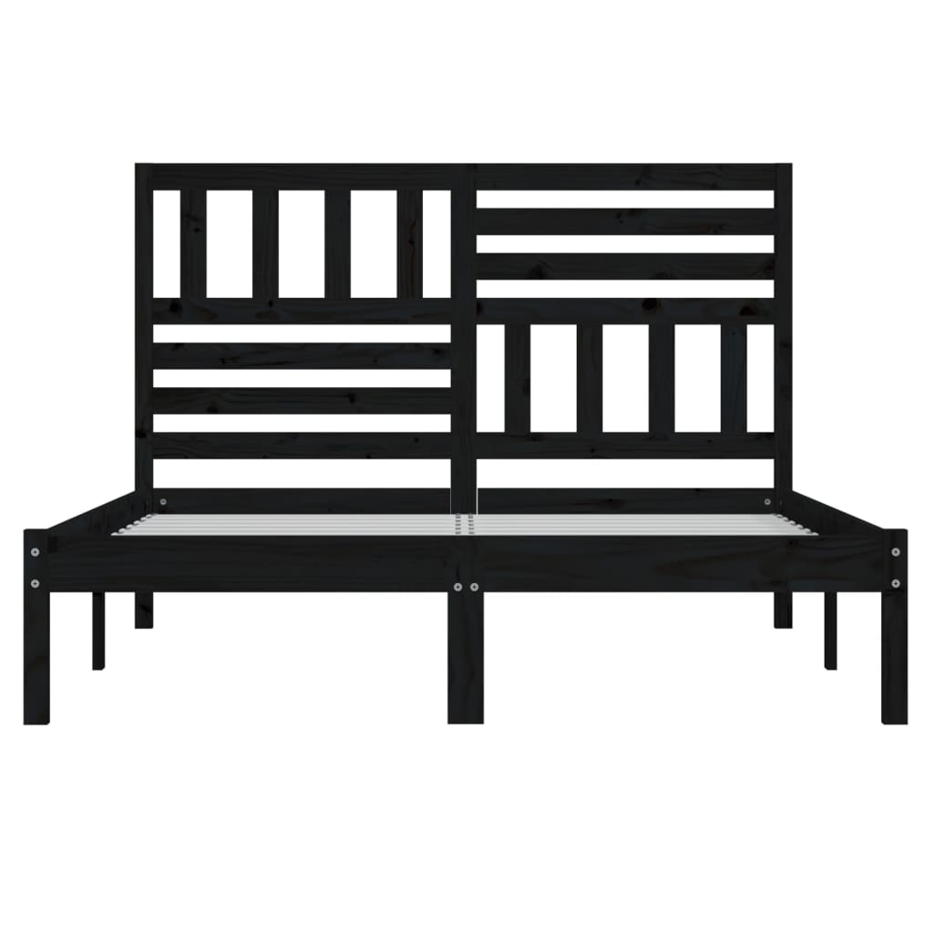 Bedframe massief grenenhout zwart 140x190 cm 140 x 190 cm Zwart