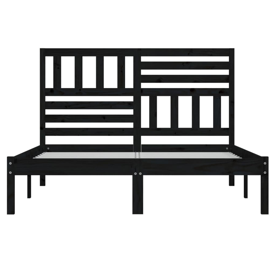 Bedframe massief grenenhout zwart 140x190 cm 140 x 190 cm Zwart