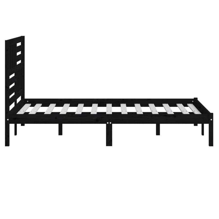 Bedframe massief grenenhout zwart 140x190 cm 140 x 190 cm Zwart