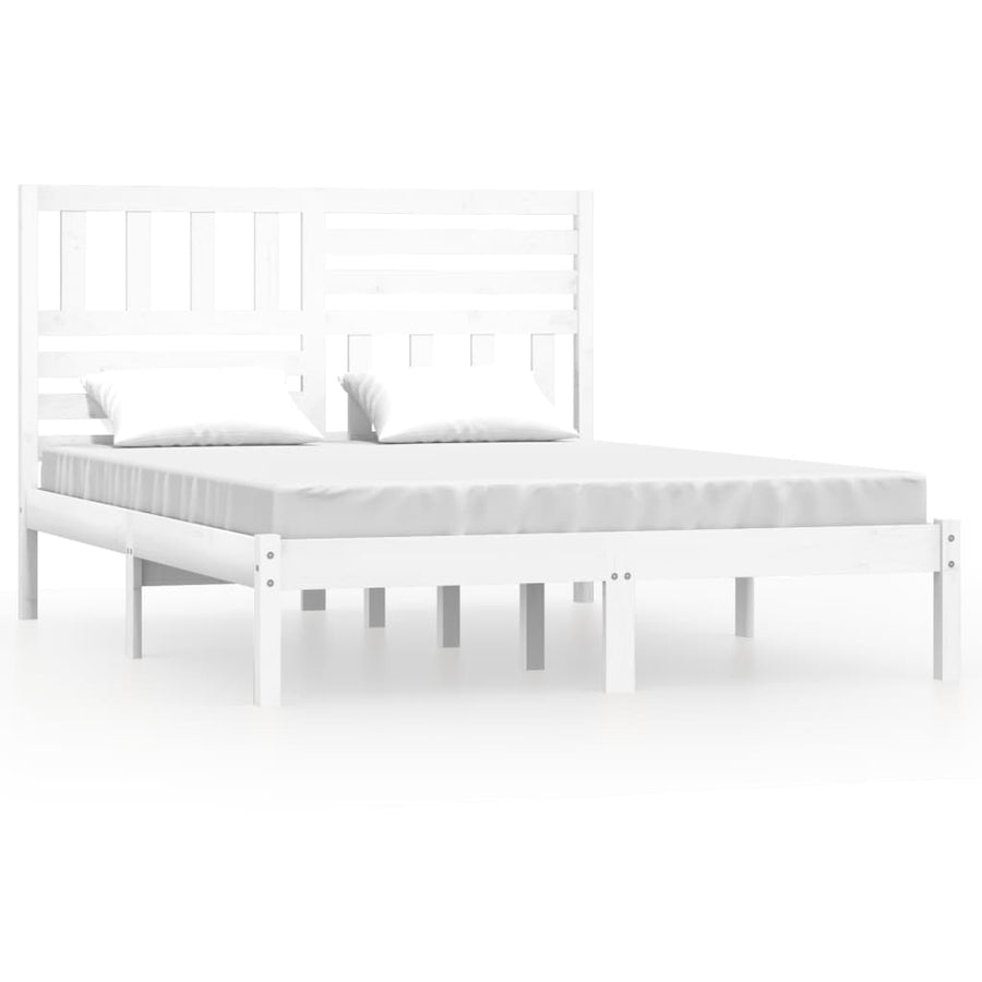 Bedframe Massief Grenenhout 120 x 200 cm Wit