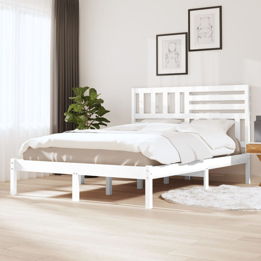 Bedframe Massief Grenenhout 120 x 200 cm Wit