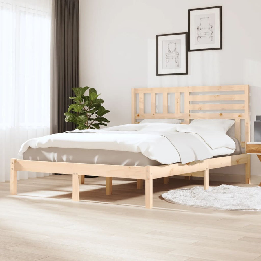 Bedframe Massief Grenenhout 140 x 200 cm Naturel