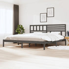Solid pine bed frame grey 200x200 cm