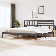 Bedframe massief grenenhout grijs 200x200 cm
