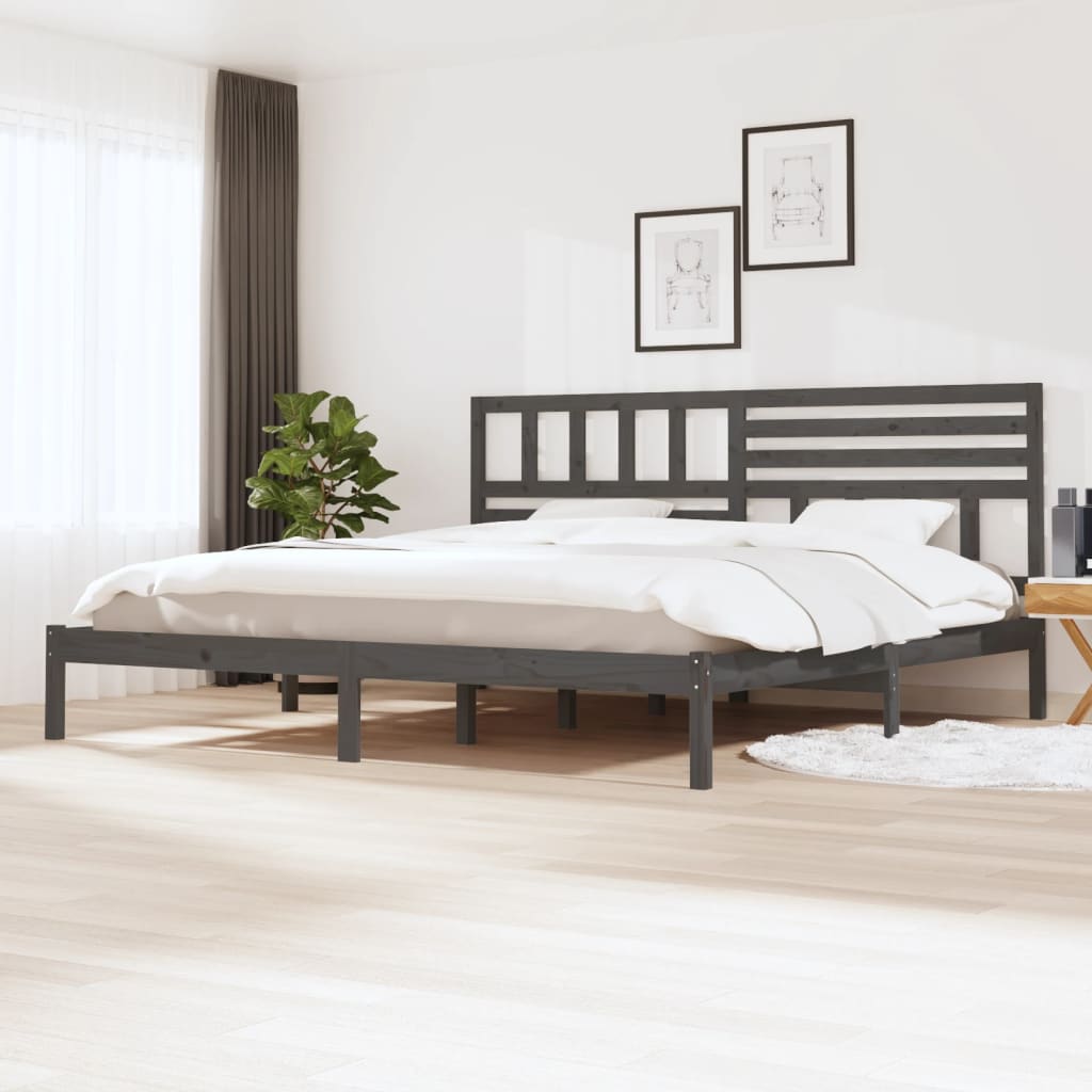Bedframe Massief Grenenhout 200 x 200 cm Grijs