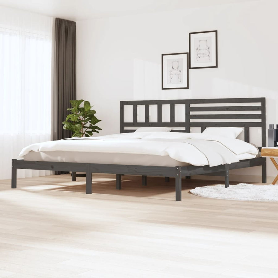Bedframe Massief Grenenhout 200 x 200 cm Grijs