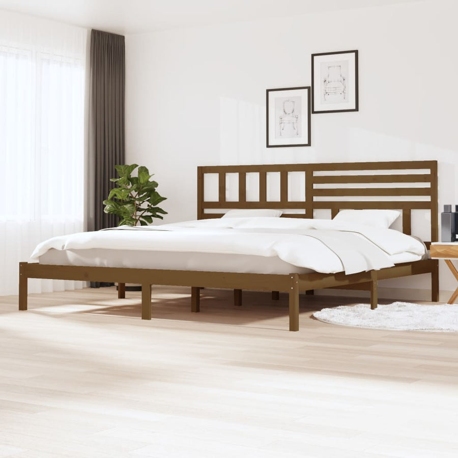 Bedframe Massief Grenenhout 200 x 200 cm Honingbruin