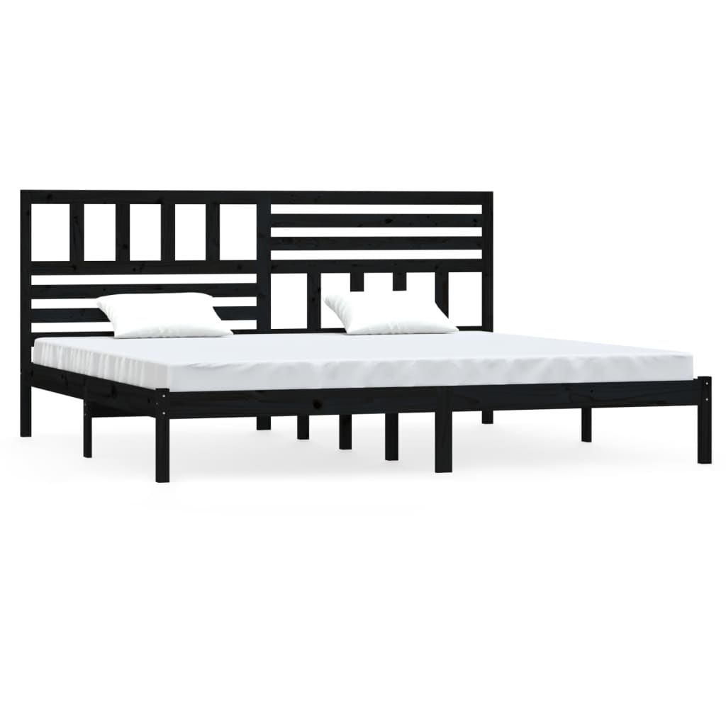 Bedframe massief grenenhout zwart 200x200 cm 200 x 200 cm Zwart