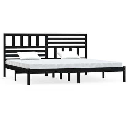 Bedframe massief grenenhout zwart 200x200 cm 200 x 200 cm Zwart