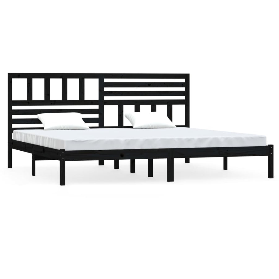Bedframe massief grenenhout zwart 200x200 cm 200 x 200 cm Zwart