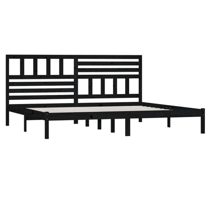 Bedframe massief grenenhout zwart 200x200 cm 200 x 200 cm Zwart
