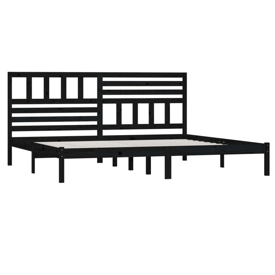 Bedframe massief grenenhout zwart 200x200 cm 200 x 200 cm Zwart