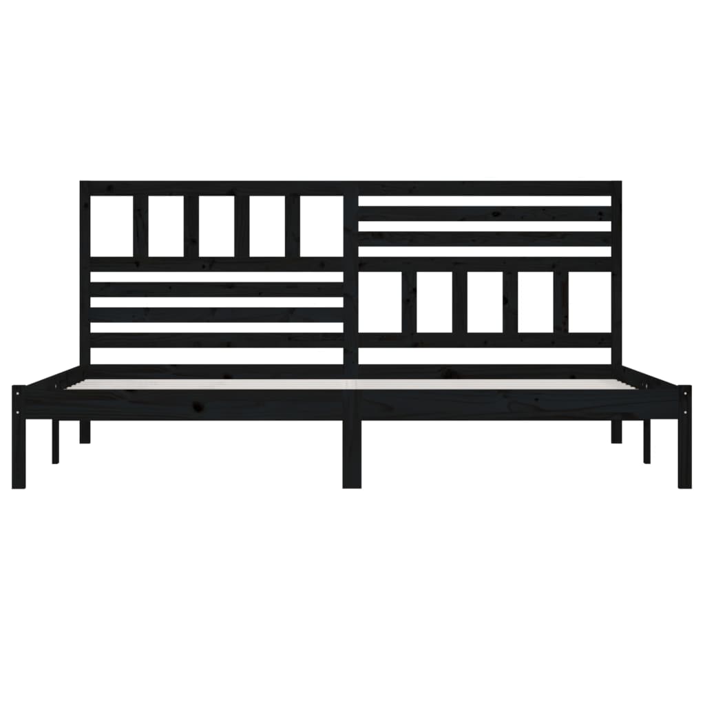 Bedframe massief grenenhout zwart 200x200 cm 200 x 200 cm Zwart