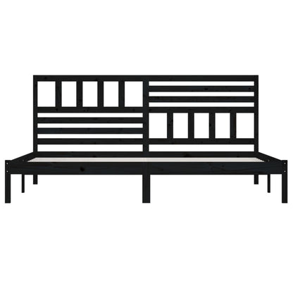 Bedframe massief grenenhout zwart 200x200 cm 200 x 200 cm Zwart