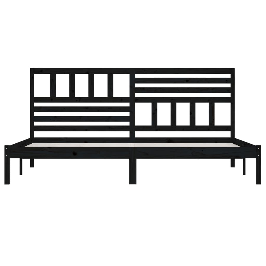 Bedframe massief grenenhout zwart 200x200 cm 200 x 200 cm Zwart