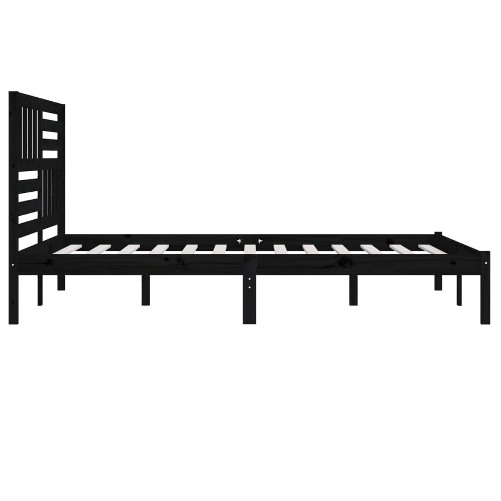 Bedframe massief grenenhout zwart 200x200 cm 200 x 200 cm Zwart
