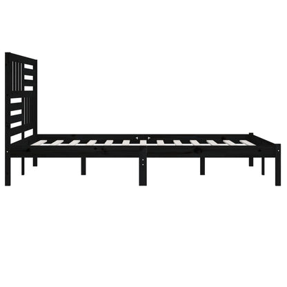 Bedframe massief grenenhout zwart 200x200 cm 200 x 200 cm Zwart