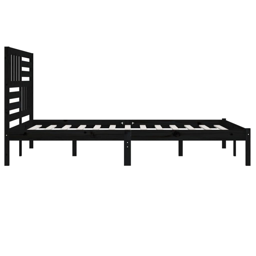 Bedframe massief grenenhout zwart 200x200 cm 200 x 200 cm Zwart