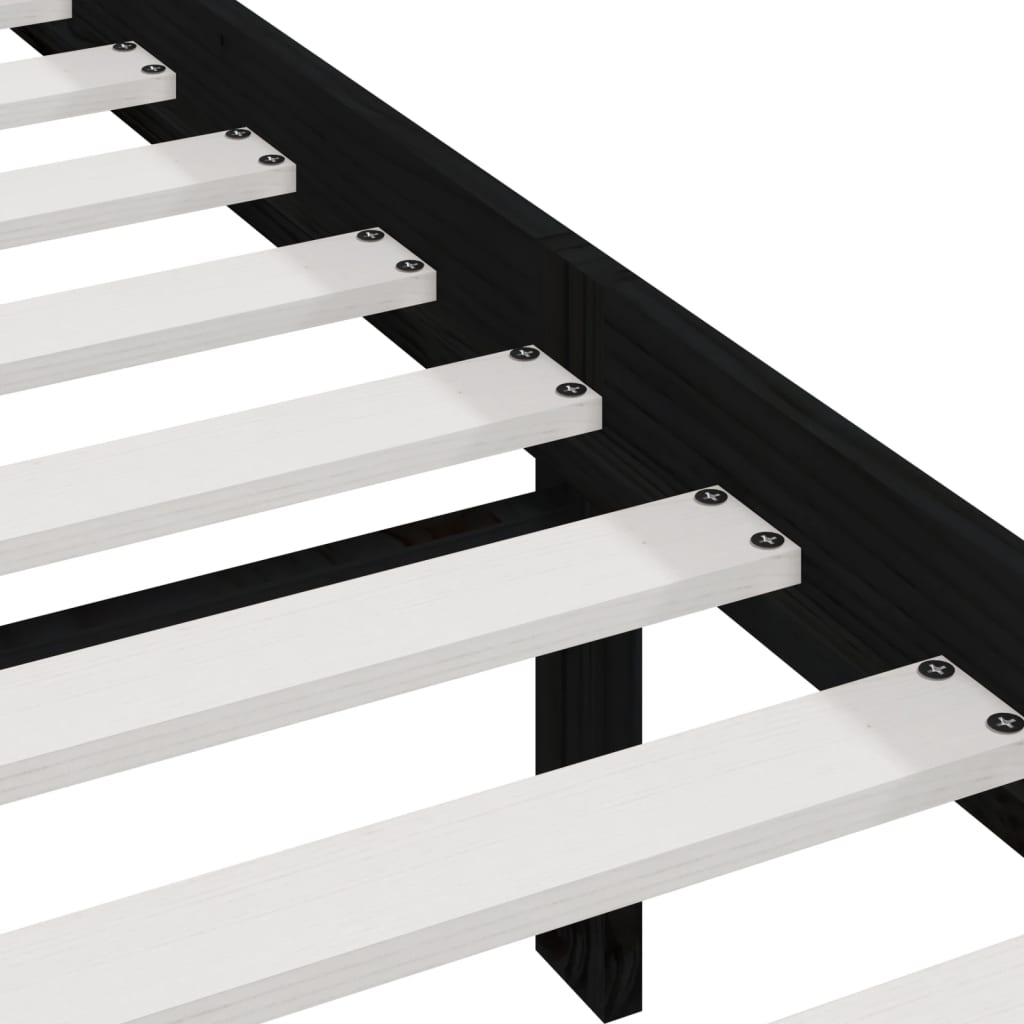 Bedframe massief grenenhout zwart 200x200 cm 200 x 200 cm Zwart