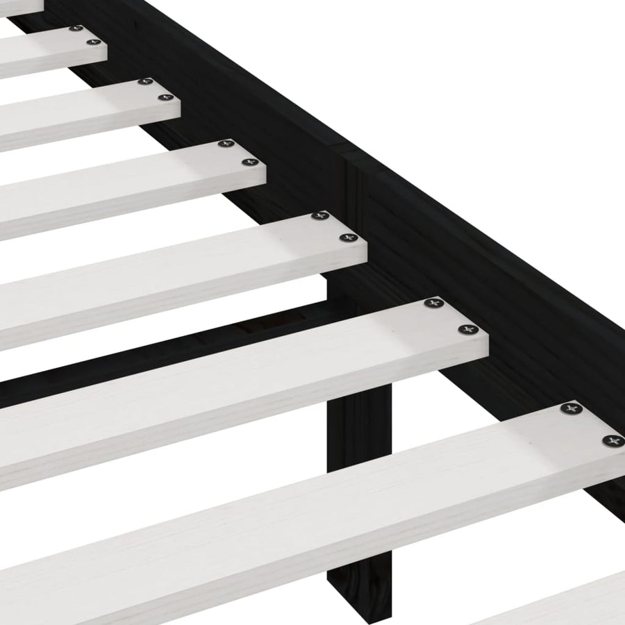 Bedframe massief grenenhout zwart 200x200 cm 200 x 200 cm Zwart