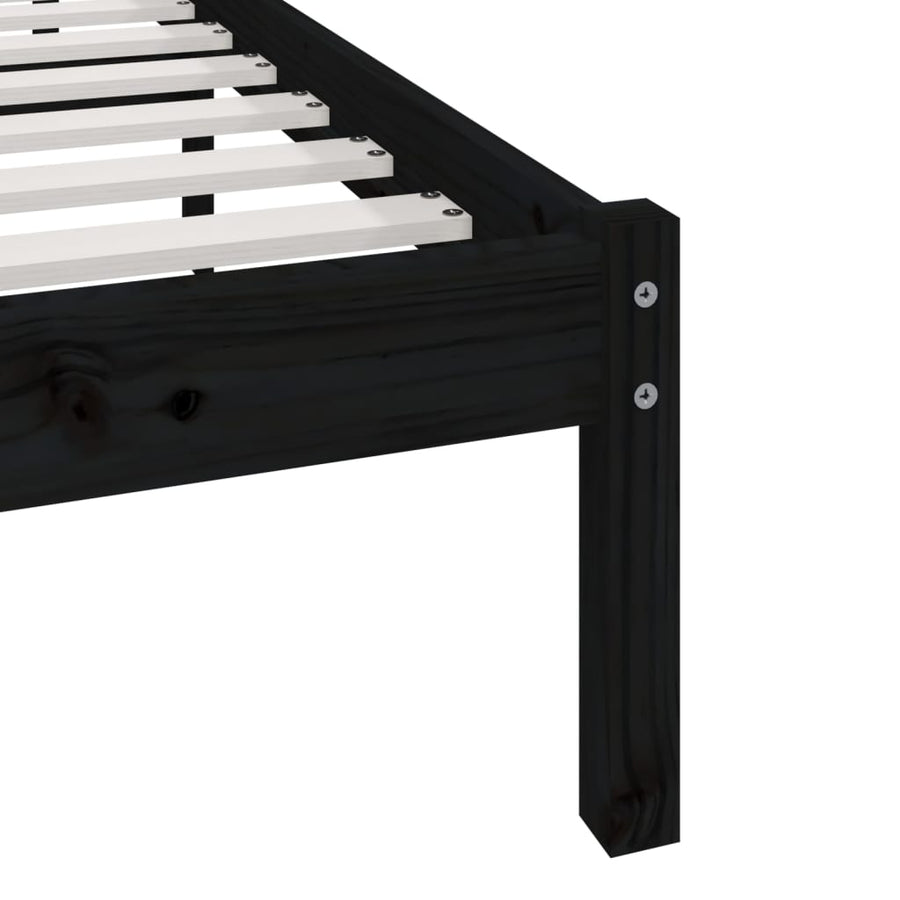 Bedframe massief grenenhout zwart 200x200 cm 200 x 200 cm Zwart
