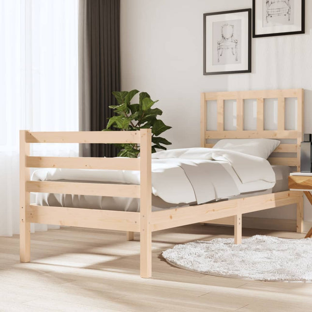 Bedframe Massief Hout 100 x 200 cm Naturel