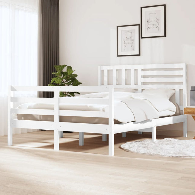 Bedframe Massief Grenenhout 160 x 200 cm Wit