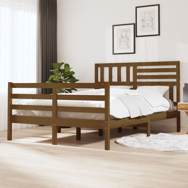 Bedframe Massief Hout 160 x 200 cm Honingbruin