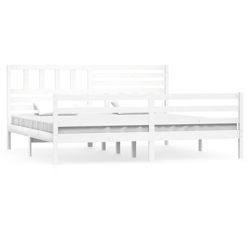 Bedframe massief hout wit 200x200 cm 200 x 200 cm Wit