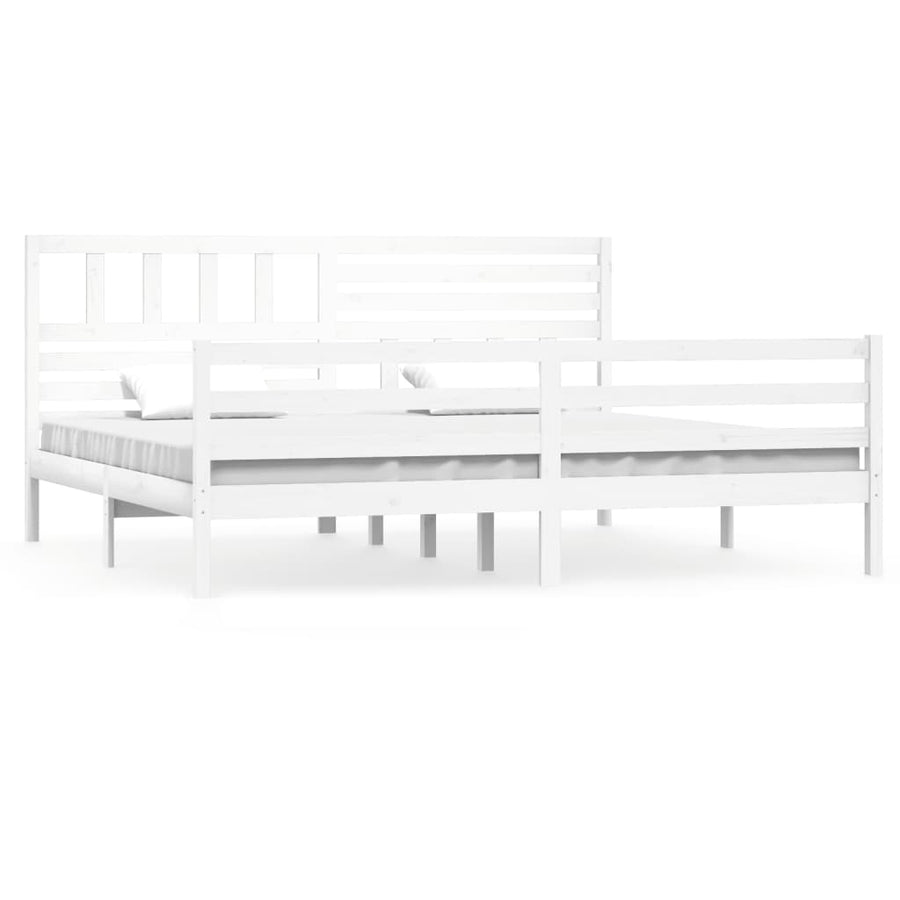 Bedframe massief hout wit 200x200 cm 200 x 200 cm Wit