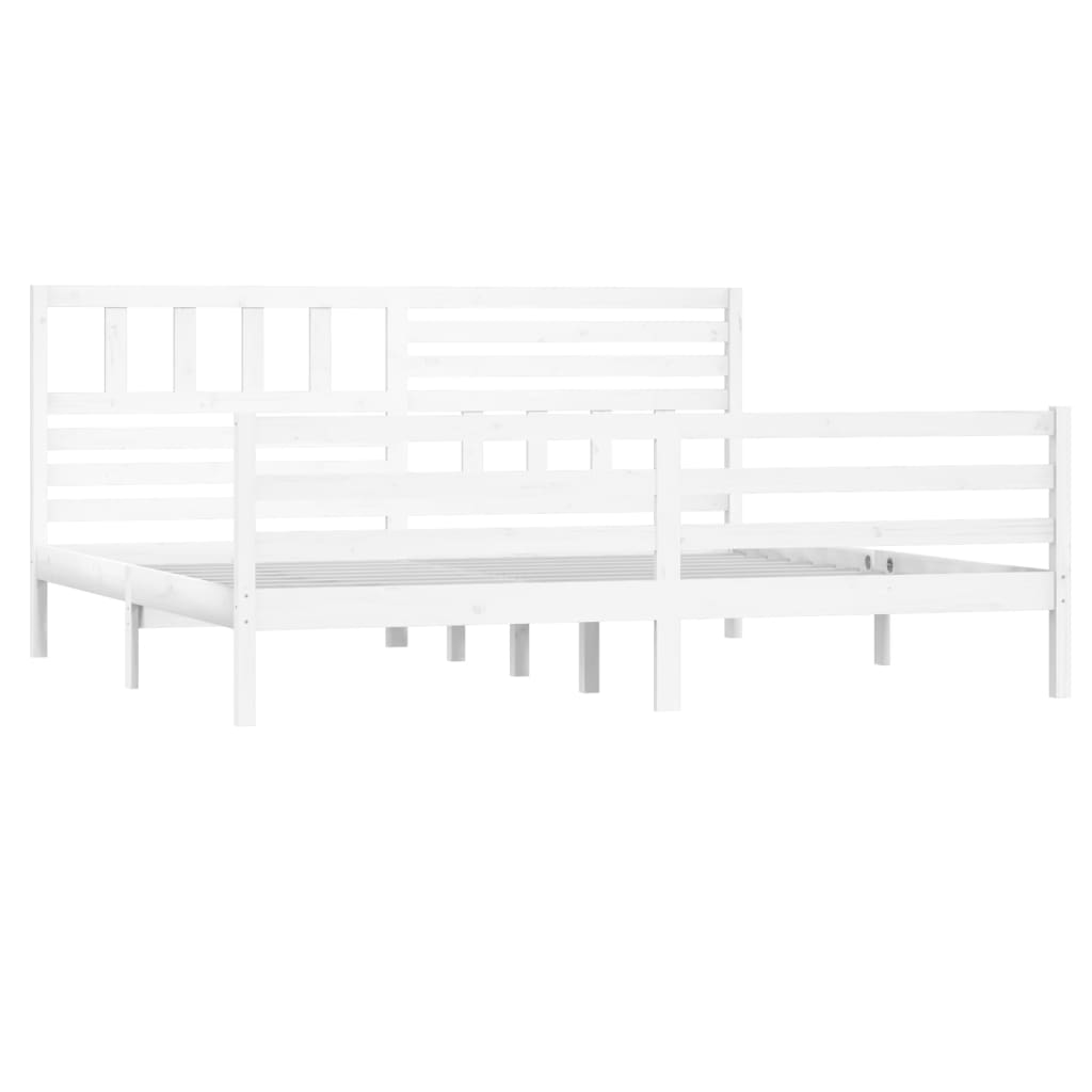 Bedframe massief hout wit 200x200 cm 200 x 200 cm Wit