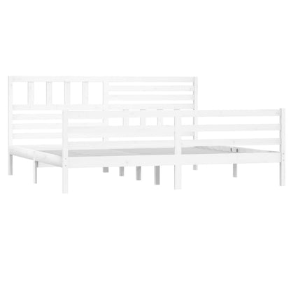 Bedframe massief hout wit 200x200 cm 200 x 200 cm Wit