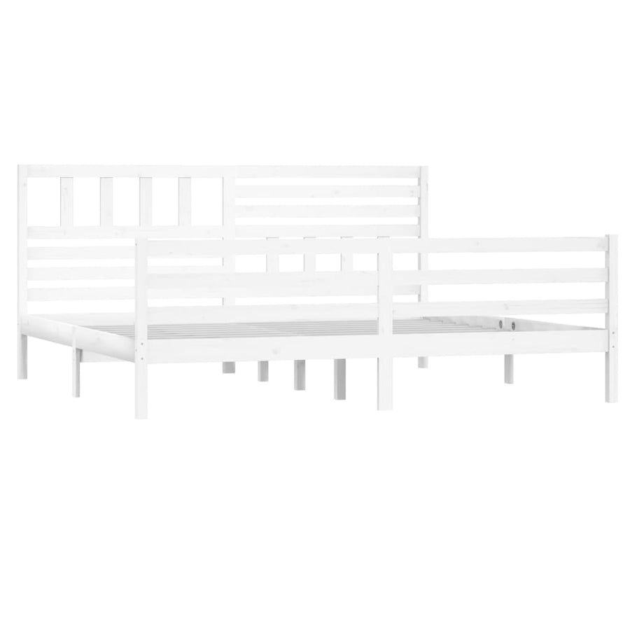 Bedframe massief hout wit 200x200 cm 200 x 200 cm Wit