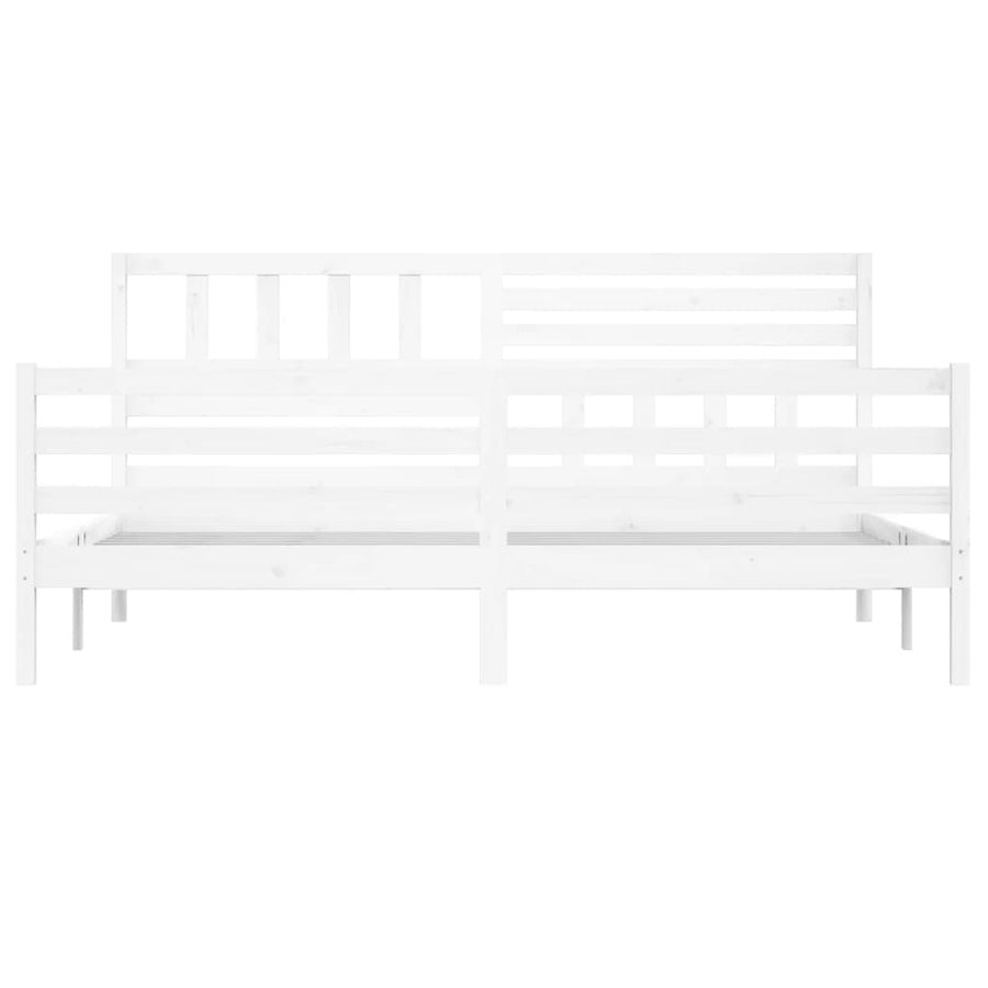 Bedframe massief hout wit 200x200 cm 200 x 200 cm Wit