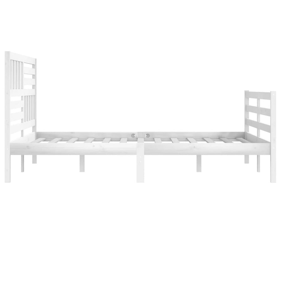 Bedframe massief hout wit 200x200 cm 200 x 200 cm Wit