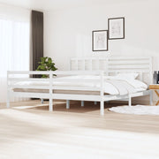 Bedframe massief grenenhout wit 200x200 cm