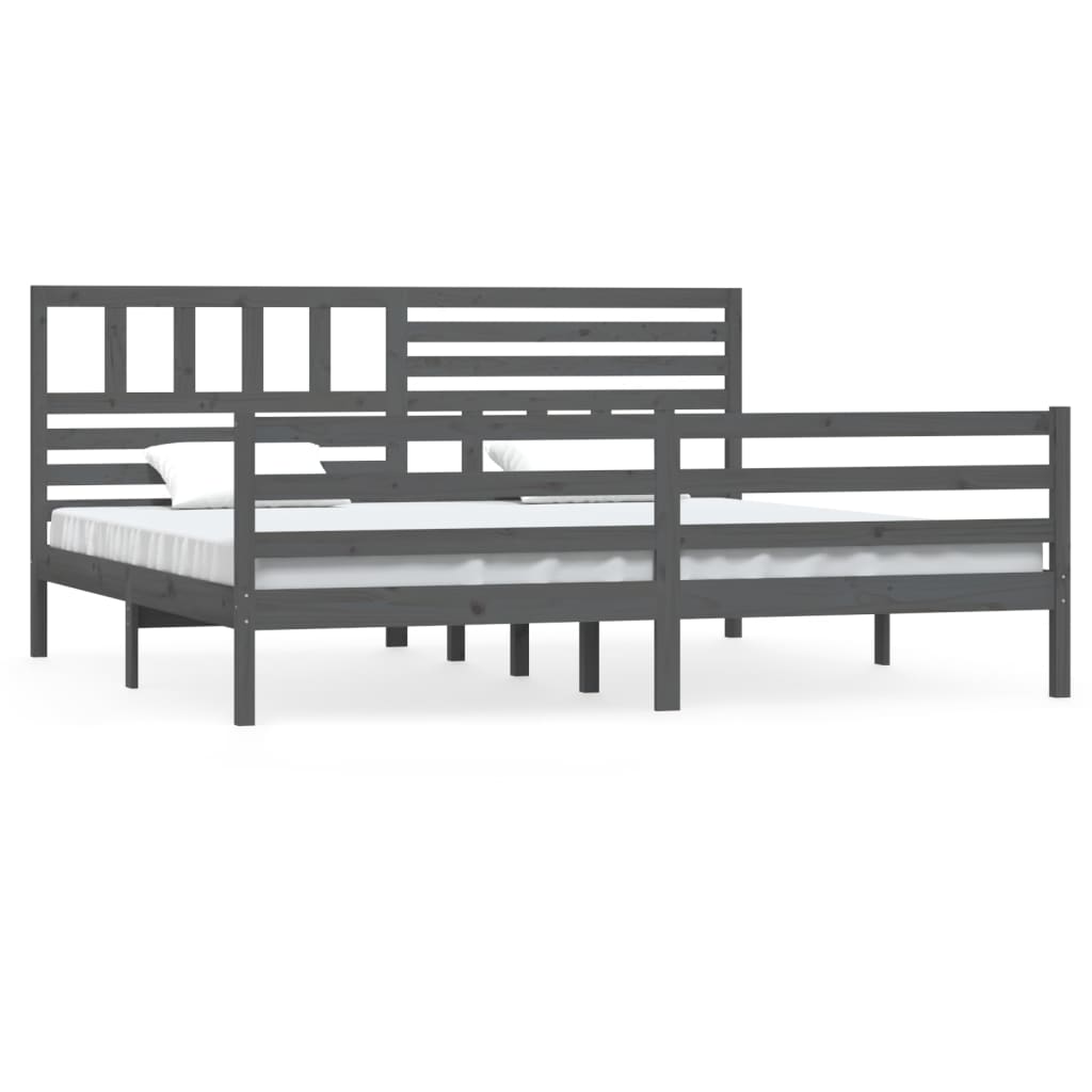 Bedframe Massief Hout 200 x 200 cm Grijs