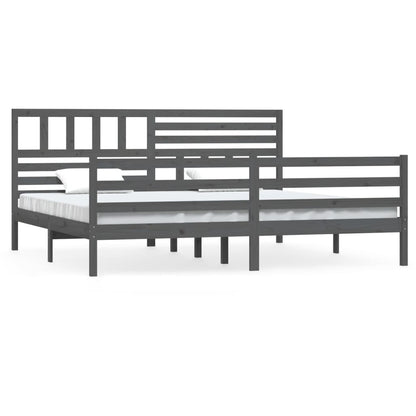 Bedframe Massief Hout 200 x 200 cm Grijs
