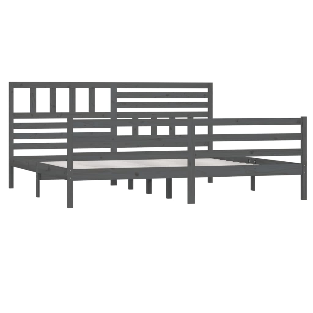 Bedframe Massief Hout 200 x 200 cm Grijs