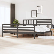 Bedframe massief hout 200x200 cm grijs