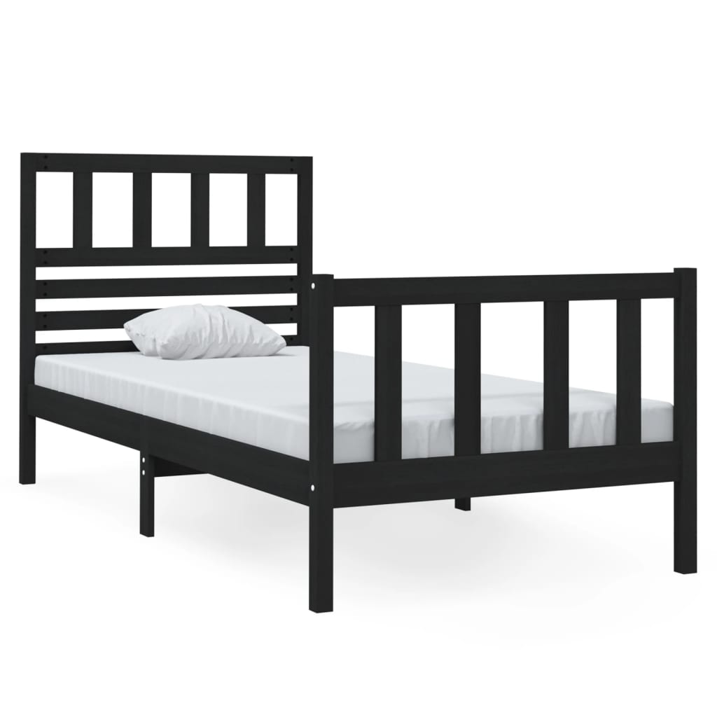 Bedframe massief hout zwart 75x190 cm 2FT6 small single 75 x 190 cm Zwart