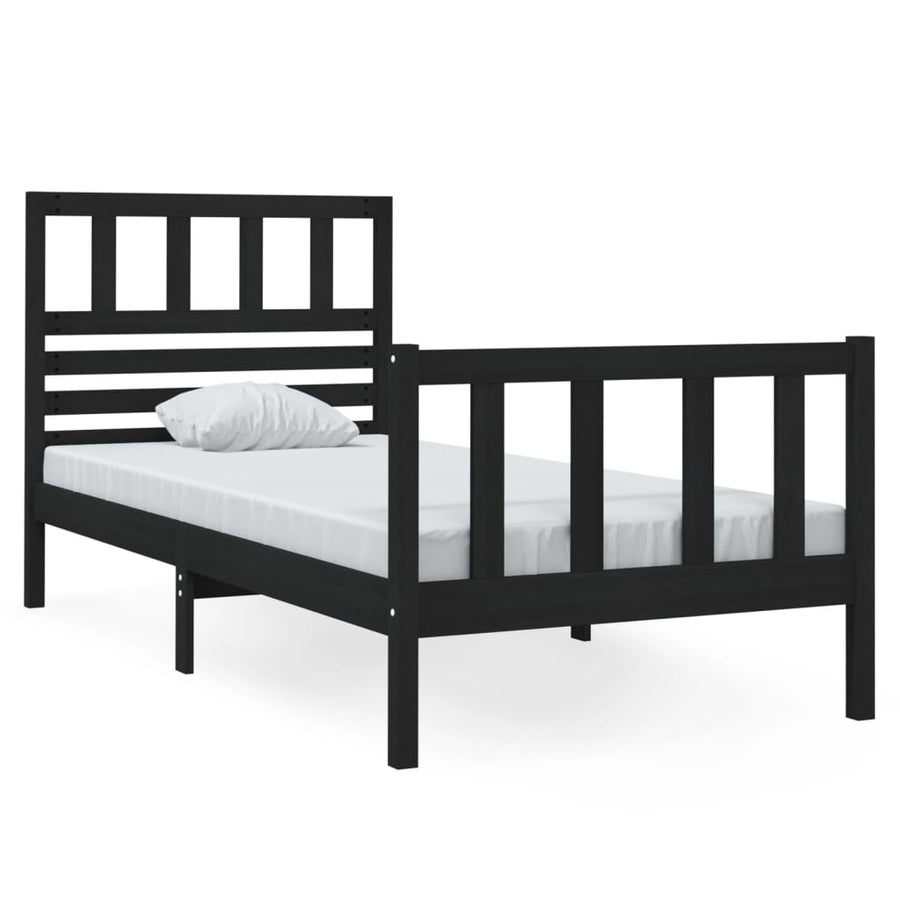 Bedframe massief hout zwart 75x190 cm 2FT6 small single 75 x 190 cm Zwart