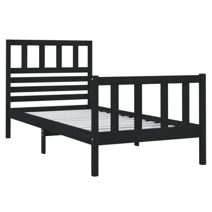 Bedframe massief hout zwart 75x190 cm 2FT6 small single 75 x 190 cm Zwart