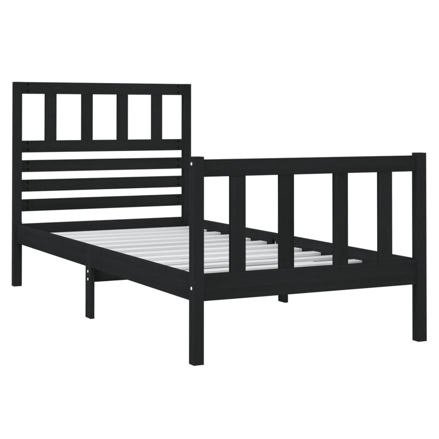 Bedframe massief hout zwart 75x190 cm 2FT6 small single 75 x 190 cm Zwart
