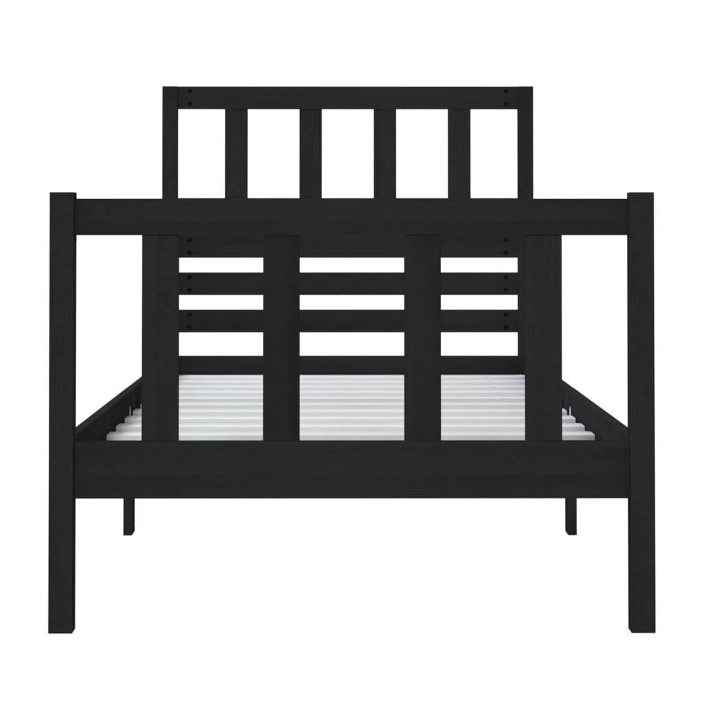 Bedframe massief hout zwart 75x190 cm 2FT6 small single 75 x 190 cm Zwart