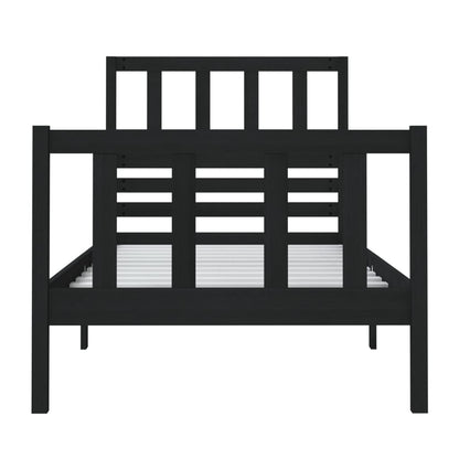 Bedframe massief hout zwart 75x190 cm 2FT6 small single 75 x 190 cm Zwart