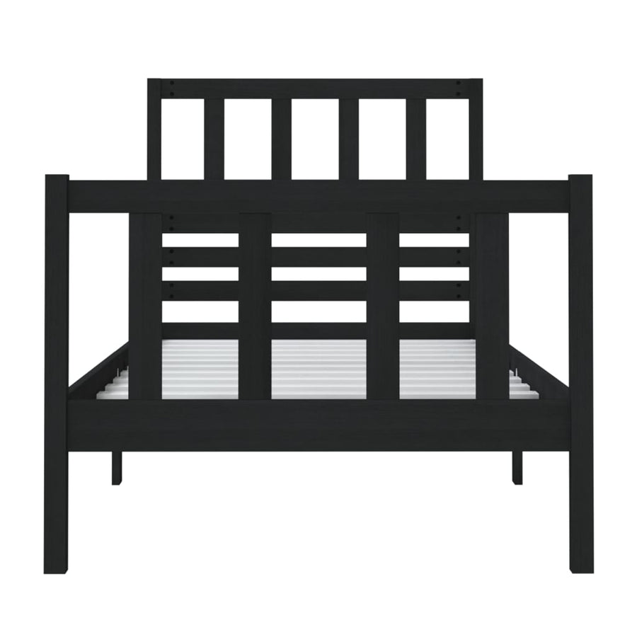 Bedframe massief hout zwart 75x190 cm 2FT6 small single 75 x 190 cm Zwart
